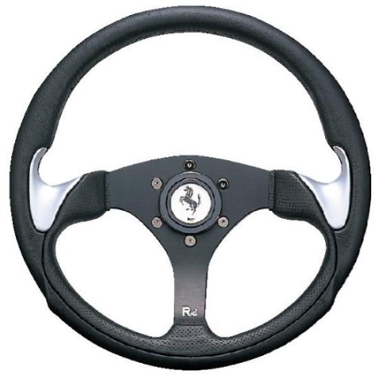 

Daikei Steering Wheel Rally RN Urethane Grips with Horn (Daiei Sangyo) (350mm Diameter) Leather/Black Spokes/Silver Button, RN-35