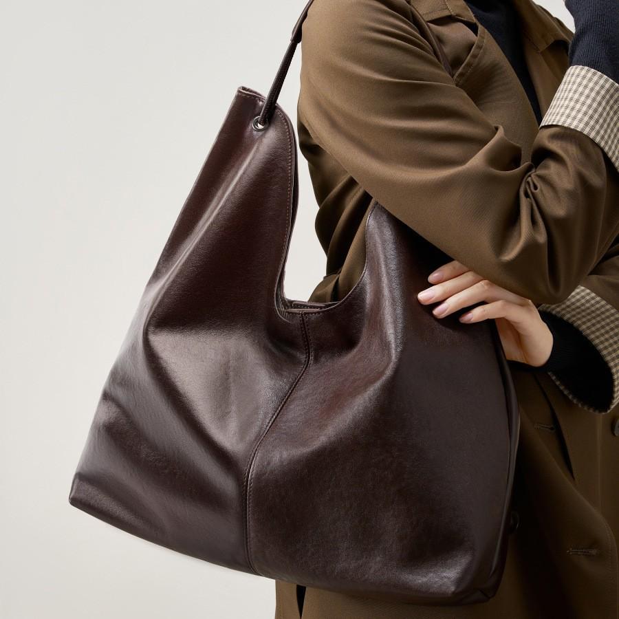 Large-capacity Textured Armpit Big Bag, New Cowhide Tote Bag, Shoulder Commuter Women's Bag