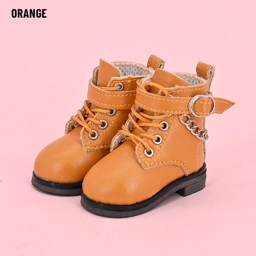 5CM Doll Wearing 1/6 Doll Boots 4 Colors Leather Shoes with Chain Decoration Differents Color PU Leather Play House Accessories