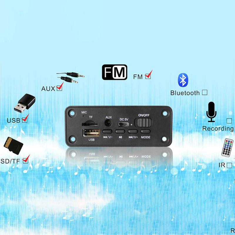 Bluetooth 5.0 MP3-Decoder-Board-Modul 2 x 3 W Lautsprecher Auto-FM-Radio-Modul 5 V Unterstützung für die Aufnahme von Anrufen Freisprechfunktion