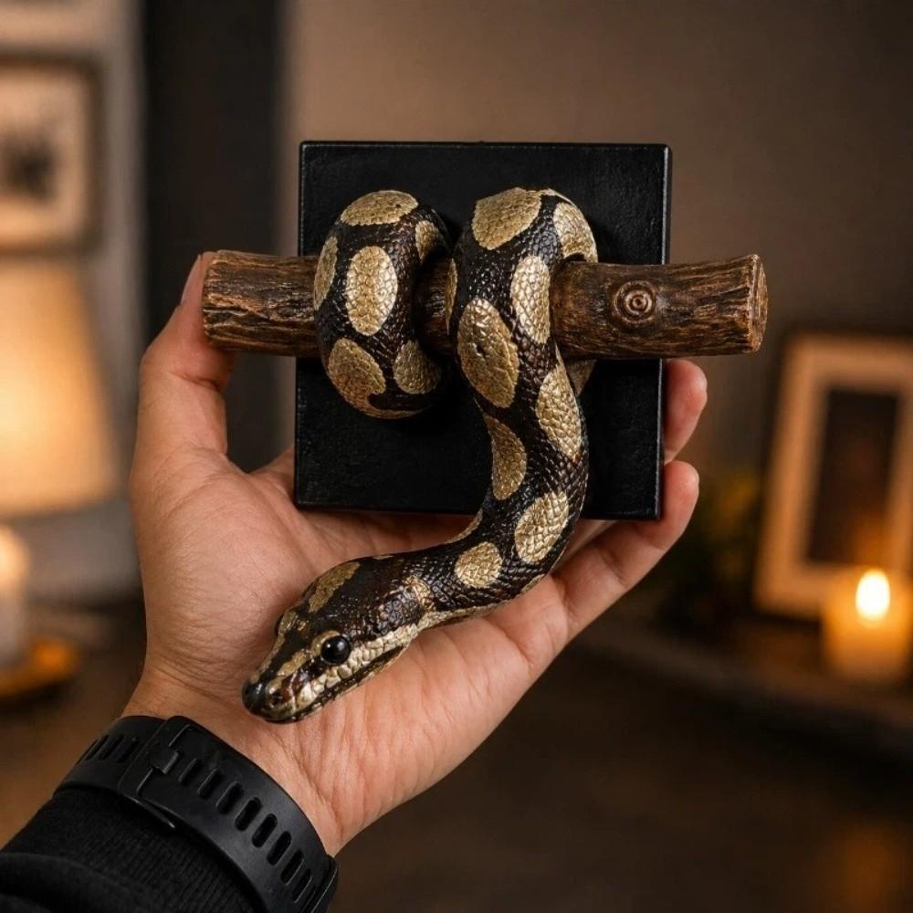 Reptile Themed 3D Metallic Snake Sculpture Gothic Accent Python Wall Ornament Halloween