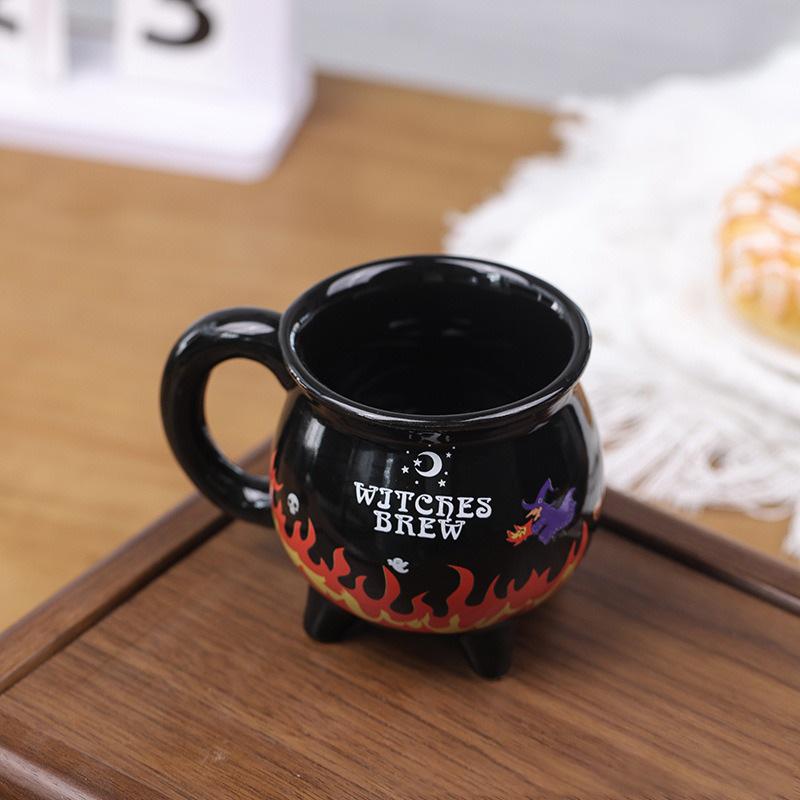 Witches Brew Cauldron Mug Magic Heat Color Changing Ceramic Coffee Tea Cup 300ml Halloween Novelty Gift for Witch