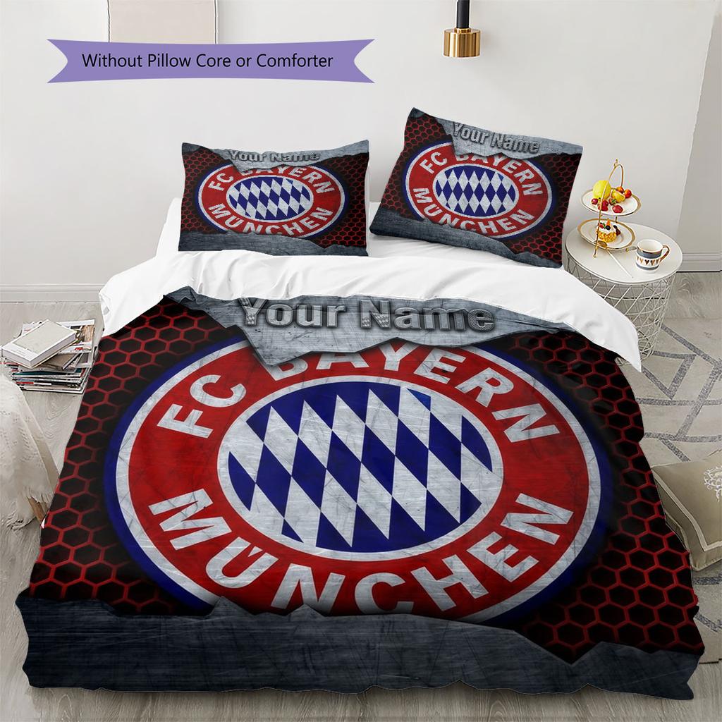 FC Bayern Munchen Custom Name Pattern Bedding,Quilt Set Quilt Cover Pillowcase Home Birthday Gift(1 * duvet cover + 2 * pillowcase, without core)