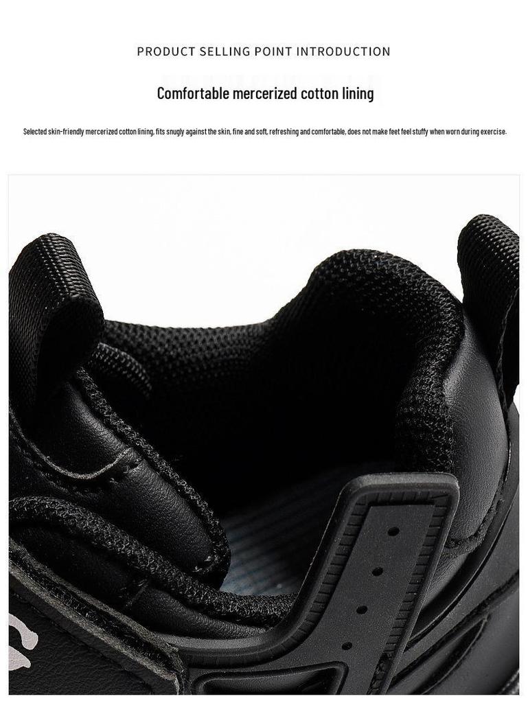 Bobodou Boys' Black Waterproof Leather Sports Shoes - 2025 Autumn Collection