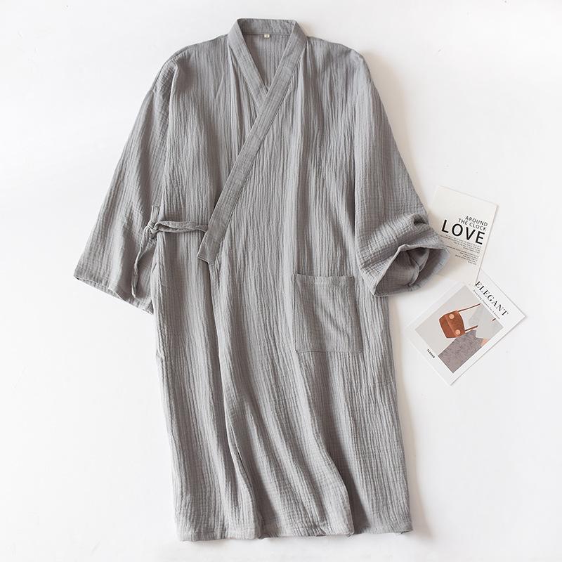 Unisex Cotton Gauze Nightgown: Lightweight, Large Size Robe for Men and Women – Soft, Breathable Pajamas or Bathrobe.