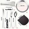 Stainless Steel Outdoor Cutlery Set with BBQ Plate, Tongs, Camping Knife, Fork, Spoon, and Portable Storage Bag