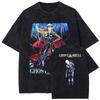 Japanese Anime Ghost In the Shell Print Tshirt Pure Cotton Short Sleeve Tee Men Women Clothing Vintage Washed Oversized T Shirt