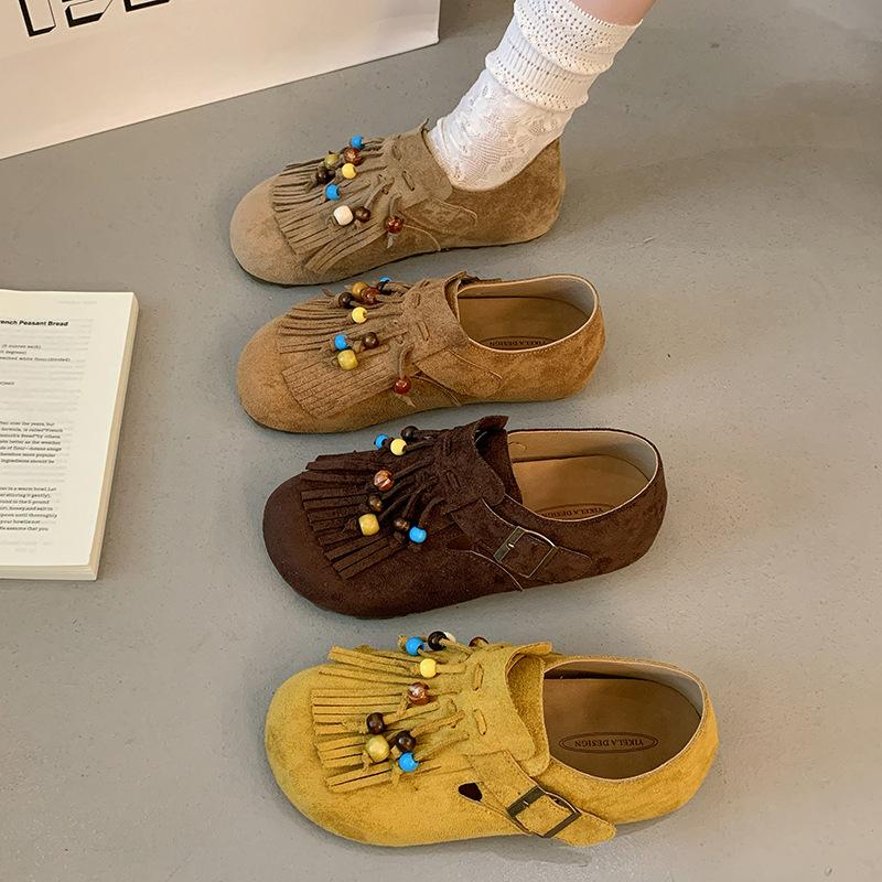 Birken Shoes Women's Shoes In the Autumn of 2025 New Tassel One-pedal Single Shoes All-inclusive Ugly Cute Boken Shoes Doudou Shoes