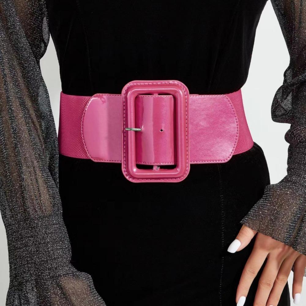 Wide Side Corset Belt Elastic Dress Waistband Fashion Stretch Cummerbunds  For Women