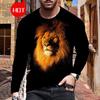 Men's Long Sleeve T-Shirt Fashionable Print Lion Graphic Street Style Casual Crew Neck Top For Autumn Spring Season Clothing