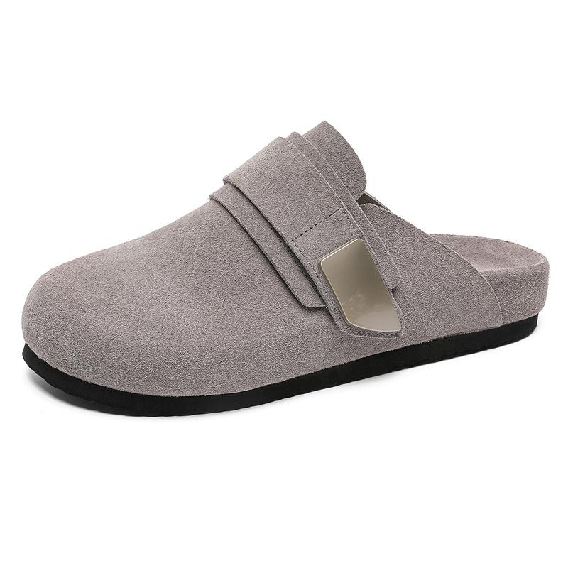 Small from the design of Boken shoes for men, comfortable and non-slip for outer wear, lazy one-pedal outer wear slippers 59901 gray-J