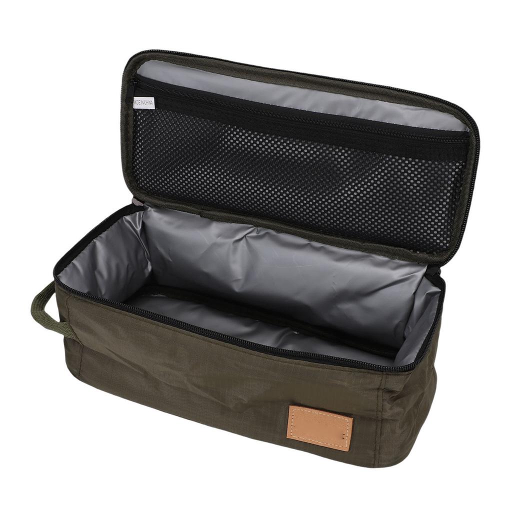 Camping-Kochgeschirr-Tasche 210D Karostoff Isoliert Kochutensilien Reisetasche mit PU-Griff für BBQ-Picknick
