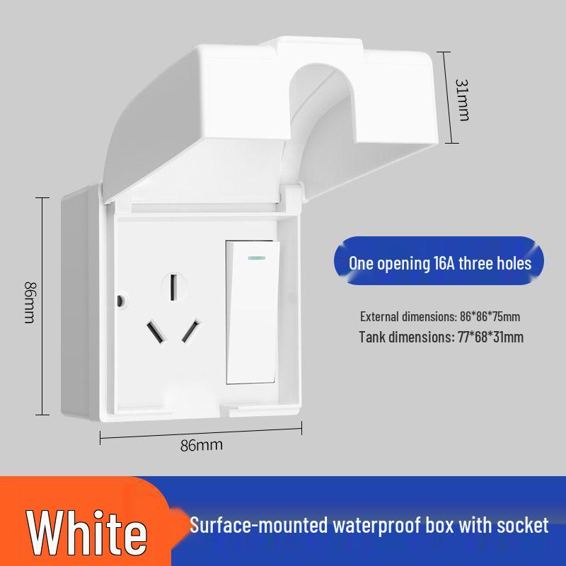 86 Type Outdoor Surface Mount Socket Box with Integrated Five-Hole Panel Switch Cover