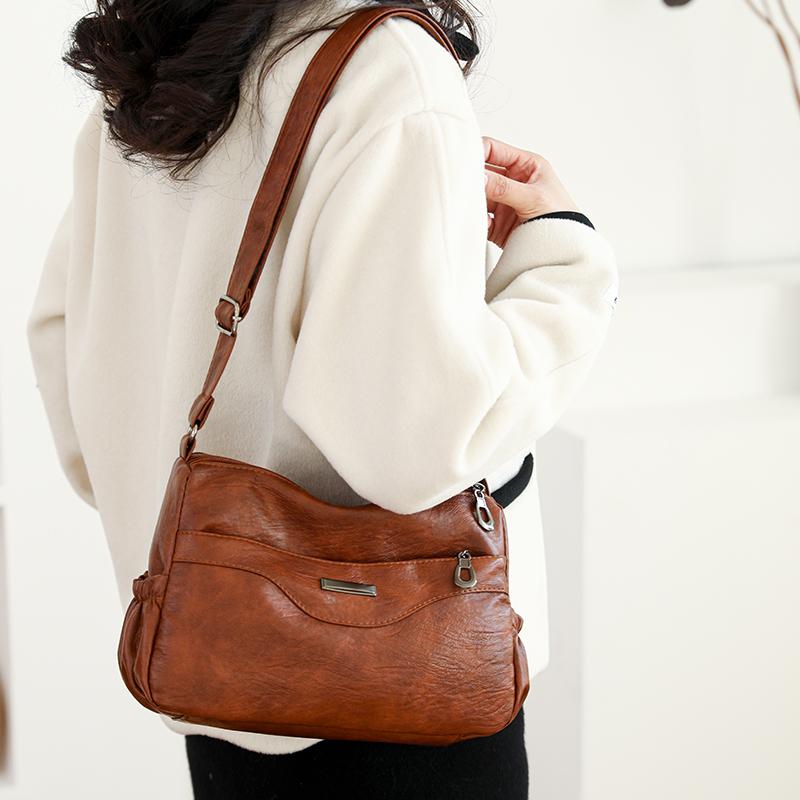 Crossbody Bag Soft Leather Large Capacity Middle-aged And Elderly Women's Bag