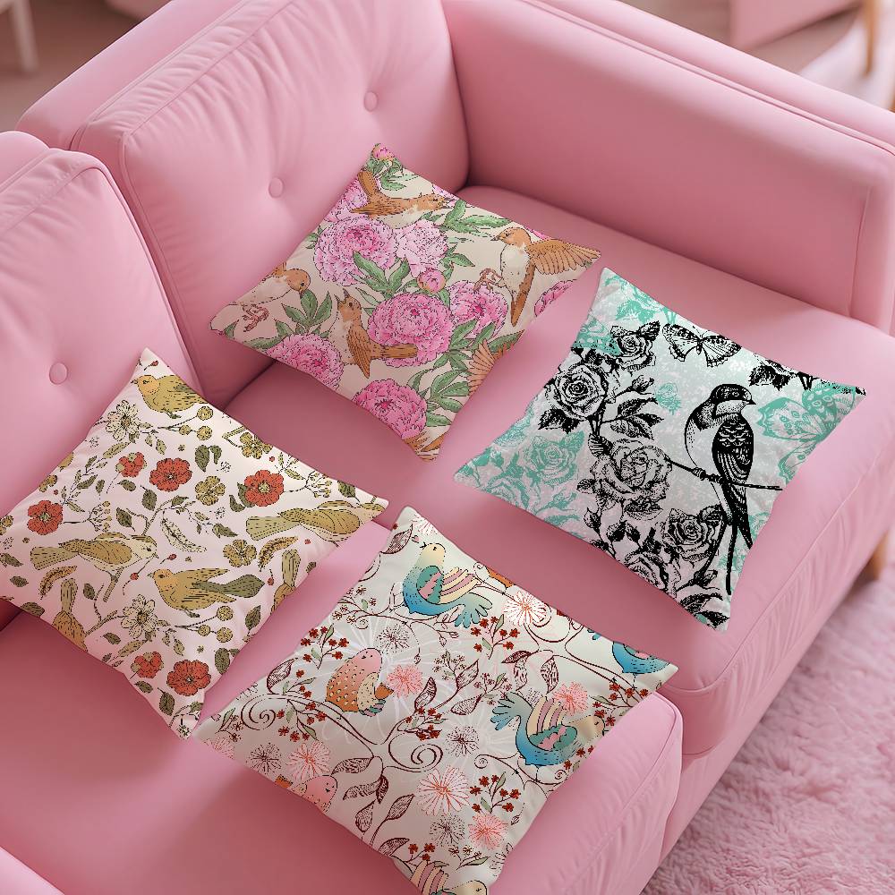 Vögel Schmetterlinge Blumen Kissenbezug Musterdruck Kissenbezug Wohnzimmer Sofa Kissenbezug Schlafzimmer Raumdekor