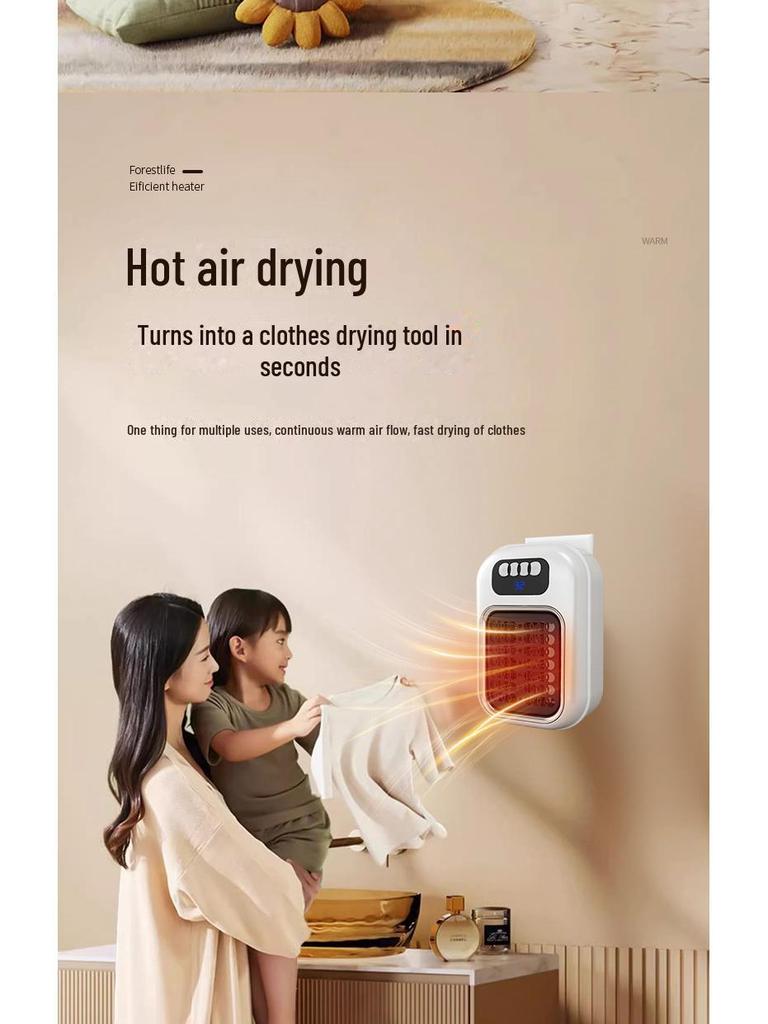 Mini solární elektrický ohřívač: Černý technický ventilátor pro vytápění domácností