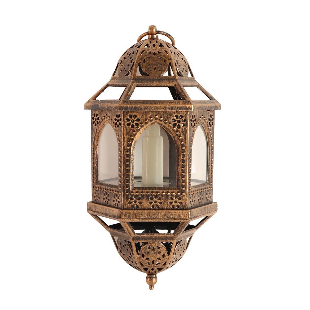 Bronze LED Lantern Light Plastic Eid Mubarak Light Creative Ramadan Decoration Muslim Islamic