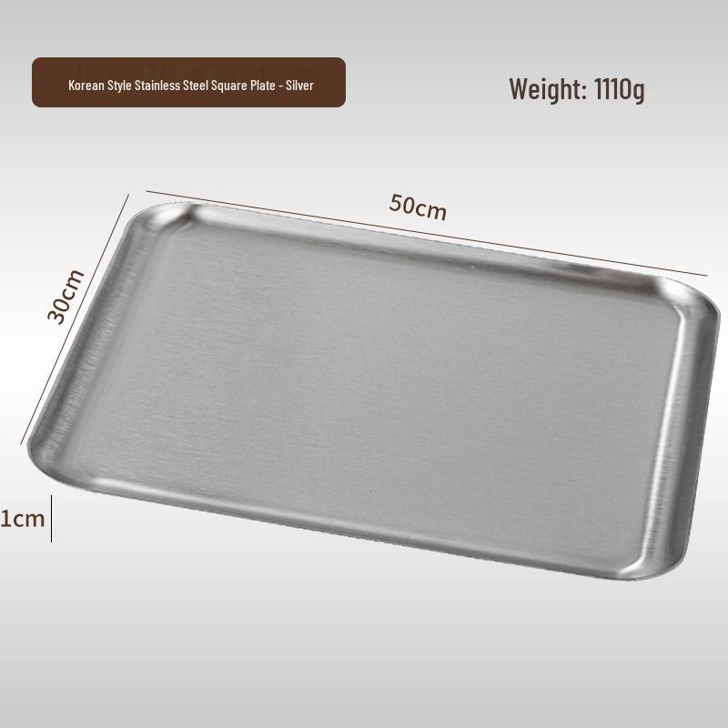 Korean Style 304 Stainless Steel Gold Rectangular Cafe Tray Dessert Plate
