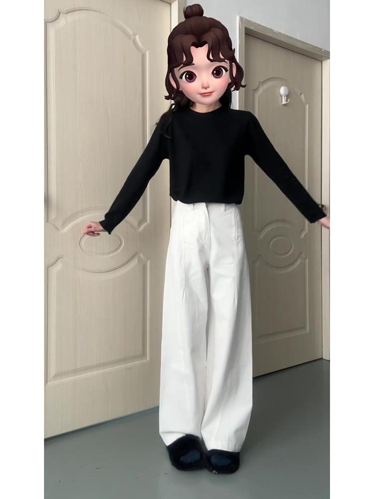 2025 Women's White High-Waist Loose Wide-Leg Jeans: Spring/Summer Collection