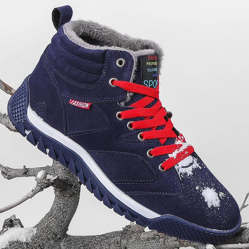 

Модные мужские зимние ботинки, модные кроссовки, удобные нескользящие скальные ботинки для активного отдыха, теплые плюшевые повседневные зимние ботинки Botas Hombre Piel 39 синий