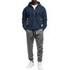 Men's Lined Hoodie Sweatshirt Set with Zipper and Multiple Pockets Casual Winter Outfit