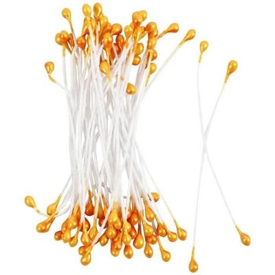 Artificial Flower Pistils - Golden - 100 Pcs - 6.4 X 0.2 Mm - Scrapbooking Decoration - Handmade