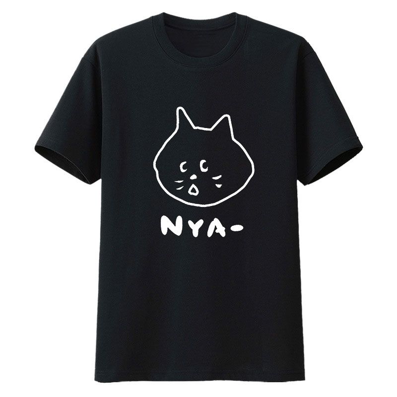 Překvapivé kočičí tričko, zboží z čisté bavlny s krátkým rukávem, anime, 2D Nya oblečení, roztomilé japonské párové oblečení na léto