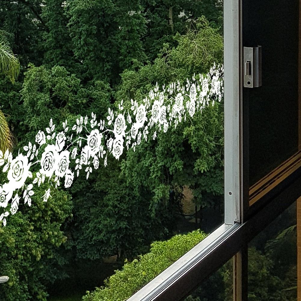 Vit Blomma Rotting Väggklistermärke Elektrostatisk Glasdekal Duschspegel Dekal
