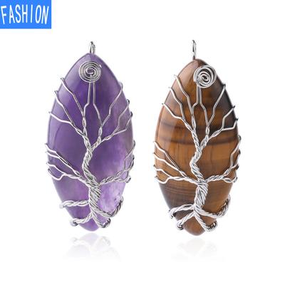 Handmade Necklace Shape Natural Crystal Life Tree Jewelry Pendant Necklace