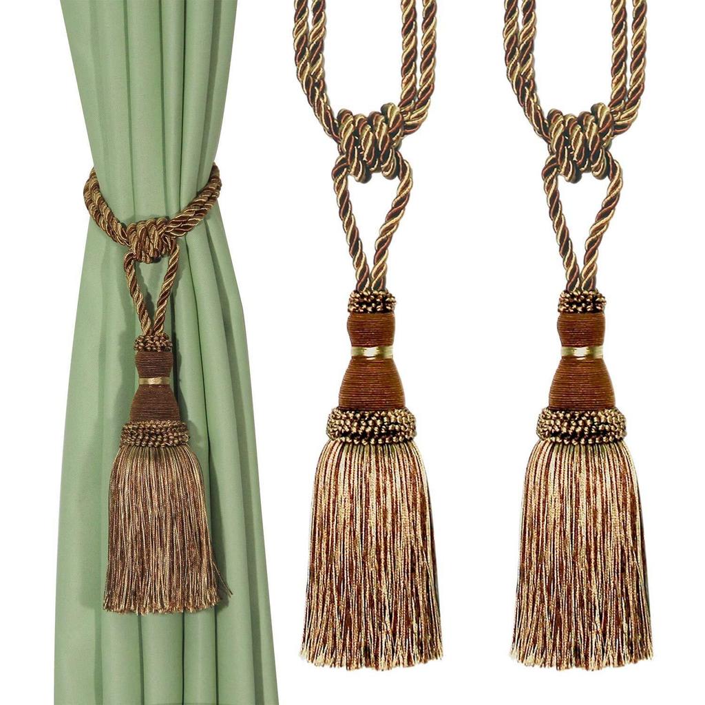 1&2 Pièces Embrasses de Rideaux Décoratives Fait Main Élégantes Cordelettes Pompons Retenues pour Rideaux Décor Accessoires de Pièce Support de Rideau