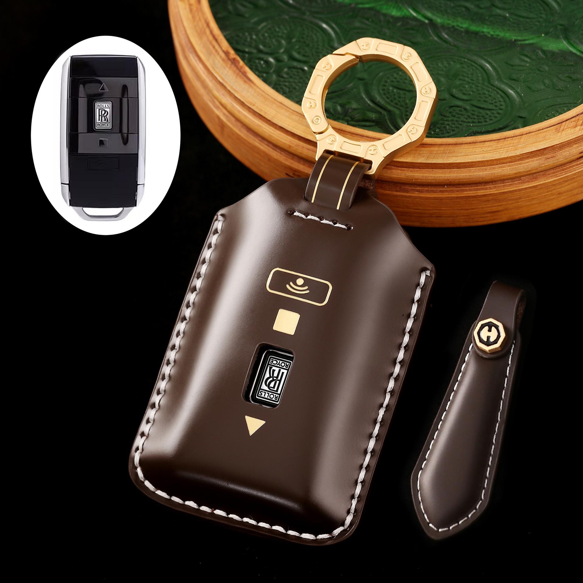 

Applicable to Rolls-Royce car key cover, buckle case, Cullinan Phantom Gust leather bag, high-end handmade