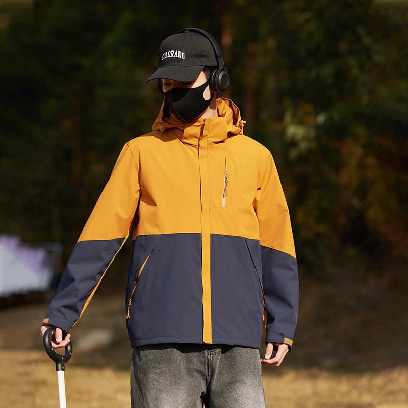 

Универсальная водонепроницаемая ветровка: Цветовой блок, Съемный, Ветрозащитный и Моющийся для Приключений на Открытом Воздухе 6XL