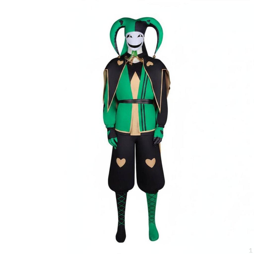 Clown Costume Stage Performance Fool Halloween Harlequin Outfit for Cosplay Party Red M