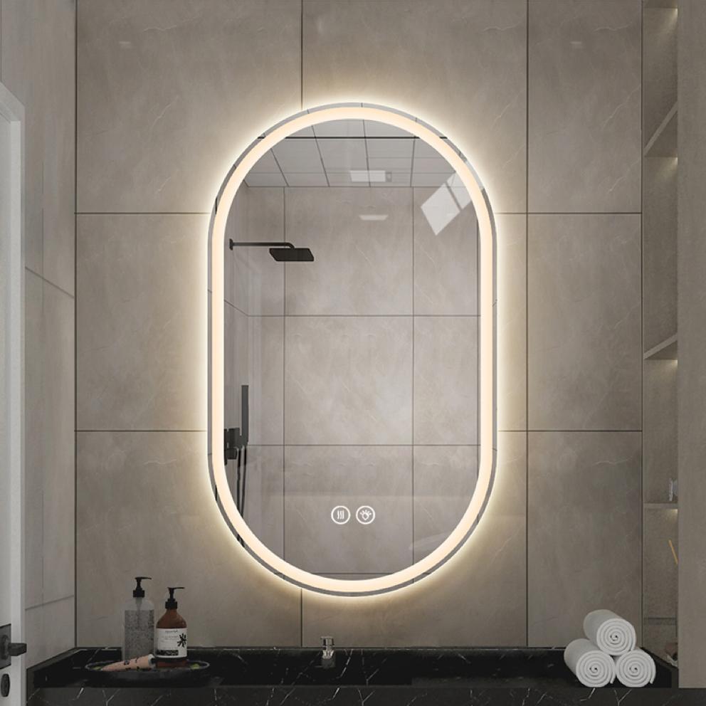 60*90cm  Frameless Oval Wall-Mounted Smart Mirror, Anti-Fog Touch Screen Bathroom Mirror