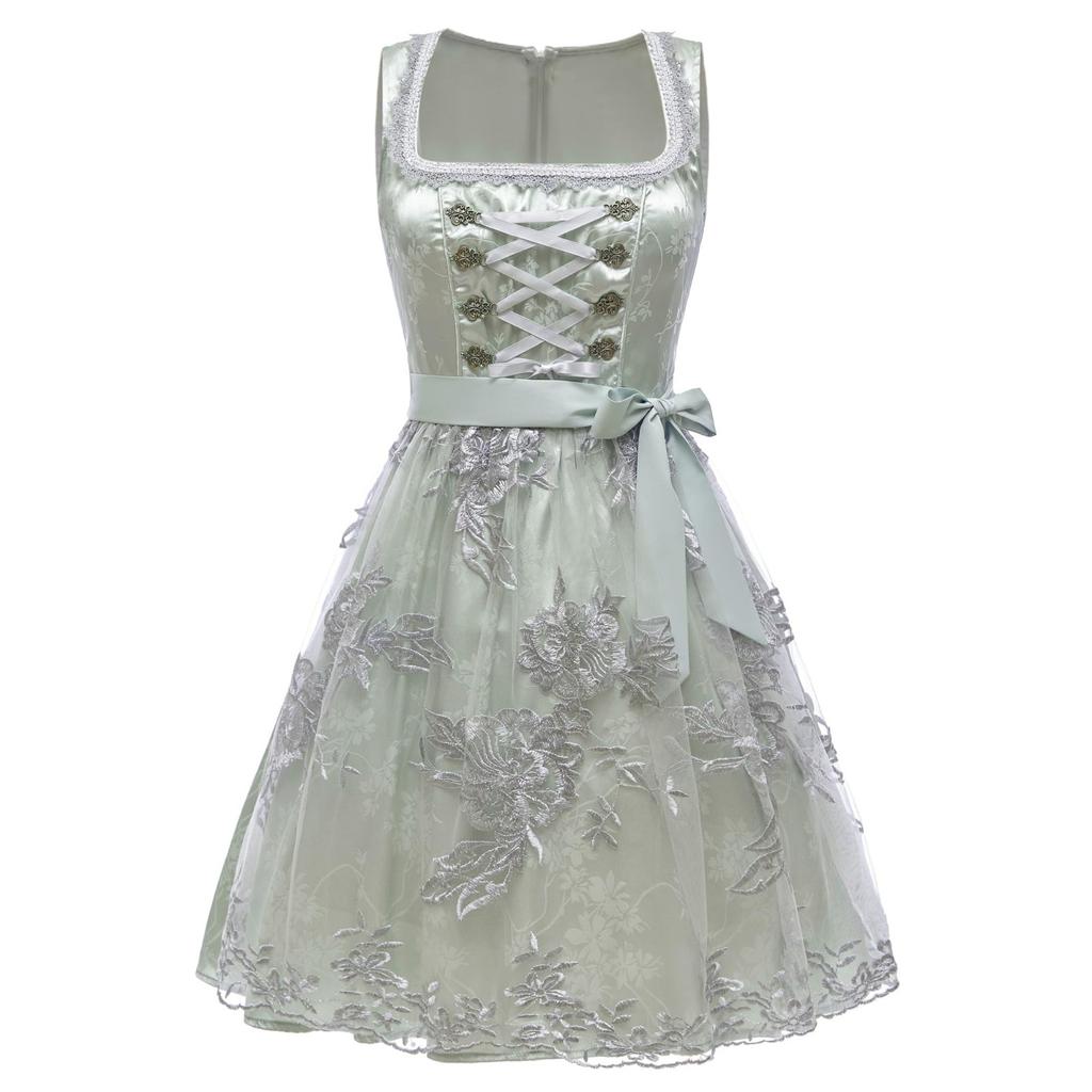 Beer Festival Costume Bavarian Women's Performance Costume Floral Print Square Neck Dress