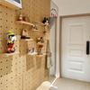 Solid Wood Pegboard Rack: Wall-Mounted & Desktop Storage Display for Entrance Hallway