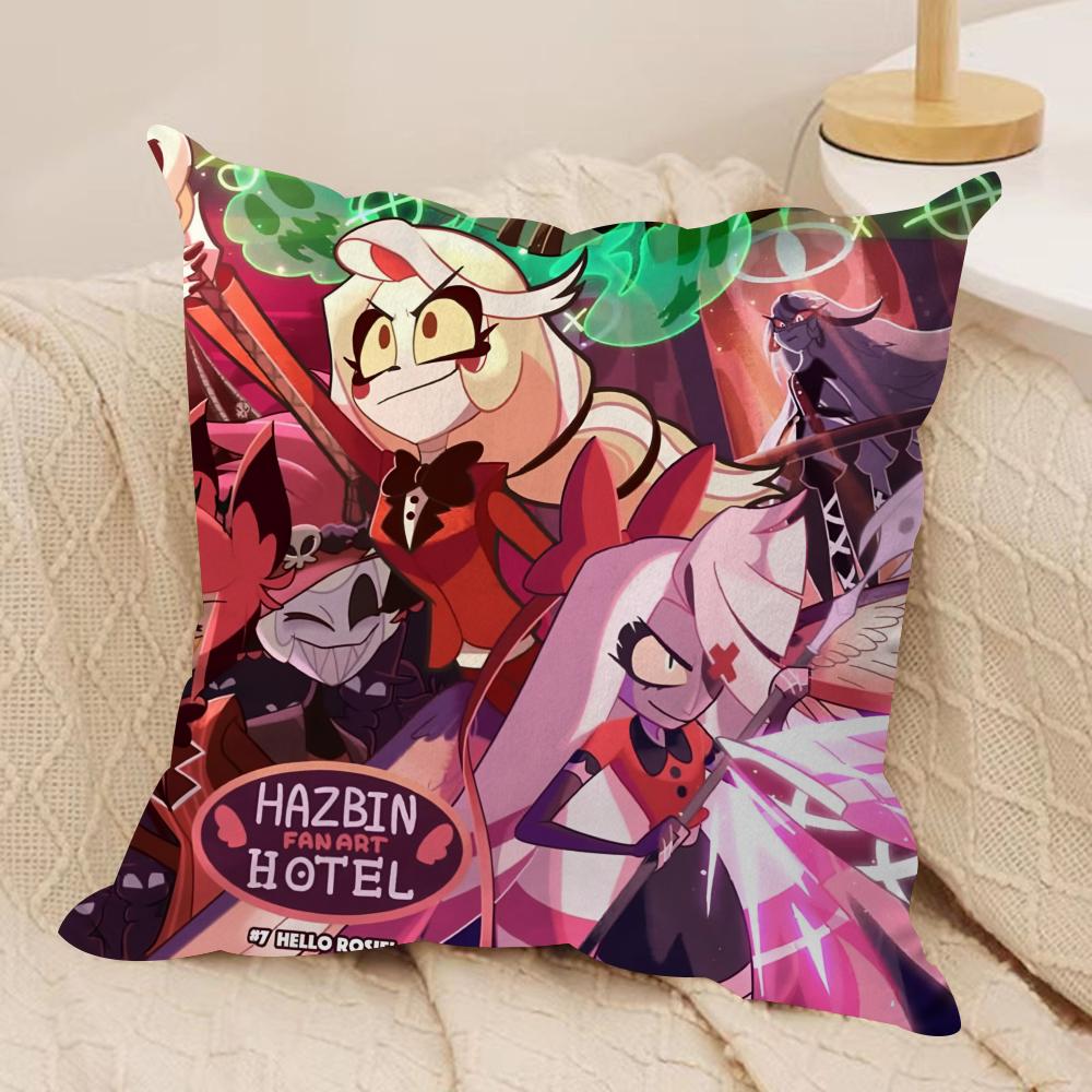 

AAlastor Angel Dust Vaggie Cushion Cover Silky Short Plush Invisible Zipper Dustproof Sofa Pillow Case For Home Decor 30x30cm