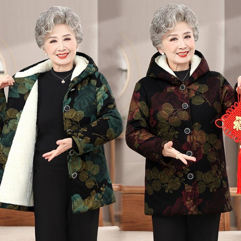 Padded Clothes, Winter Padded Jackets, Hooded and Velvet, Winter Clothes, Old Ladies, Padded Clothes, Warm Jackets, Thickened.