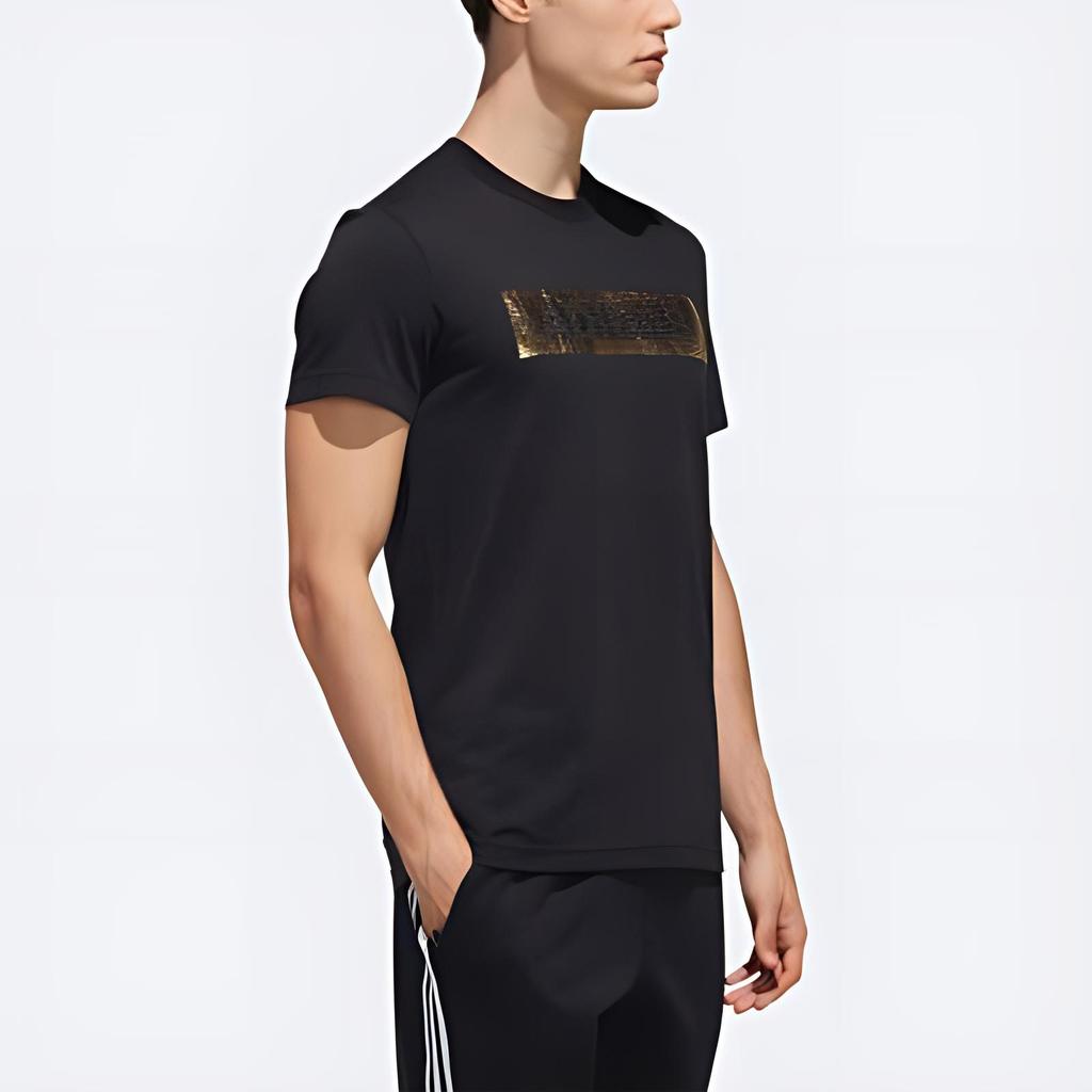 Adidas T Shirts Men's Black Crew Neck Moderate Straight Fit EH3814