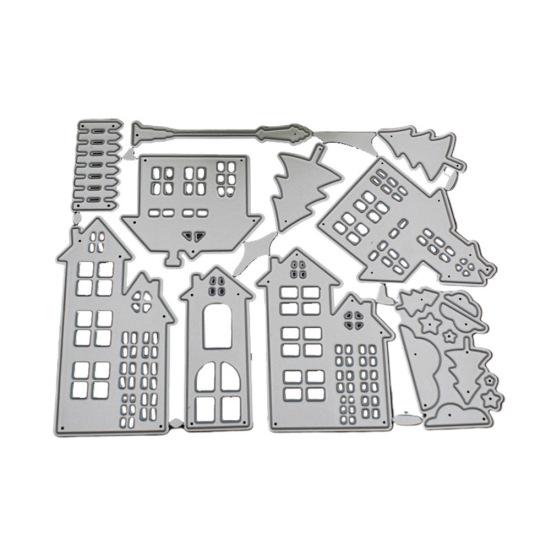 

Рождественский дом, деревня, режущие штампы, сделай сам, скрапбук, тиснение, бумажные карты, изготовление плесени серебряный