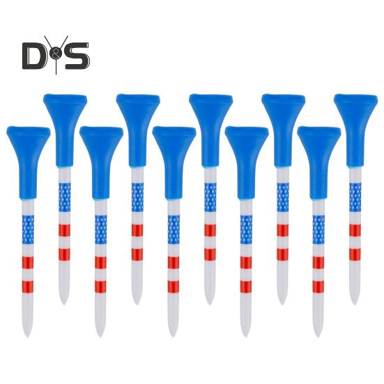 10/20/50 Pcs Golf Tees Unbreakable Plastic Golf Tees Reduces Friction Side Spin Golf Accessories USA Flag Pattern Long Golf Tees Bulk