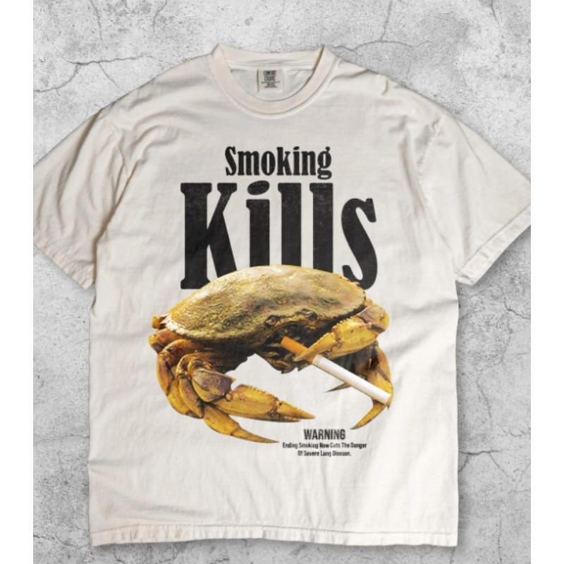Fun Anti Smoking Advertising Graphic Tshirt Retro Humorous Meme Tshirt Summer New Retro Unisex Casual Fashion Y2K Tshirt
