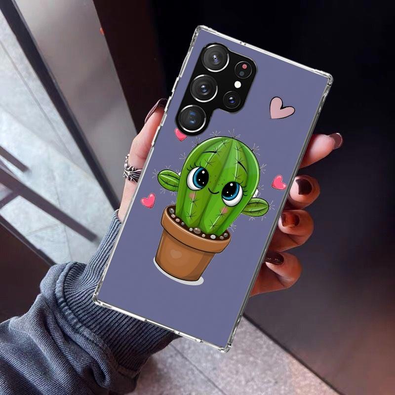 Cartoon Plant Cactus Phone Case For Samsung Galaxy S23 S24 S25 Edge S26 Ultra S22 + S21 Plus S20 FE Cover Silicone Print Shell G