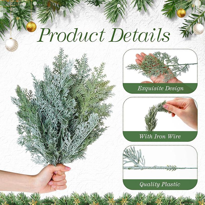 2Pcs Artificial Plant 30cm Green Fake Pine Branches for Home Decor Christmas Decoration DIY Wreath Craft Xmas Tree Accessories