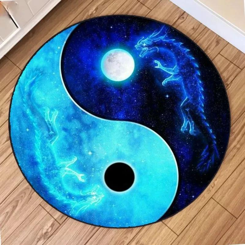 

Round Rug – Tai Chi Inspired Circular Floor Mat for Living Room Bedroom, Easy-Clean Classic Home Decor Diameter 60cm