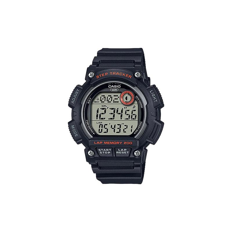 

Casio STANDARD series multi-function pedometer LED light 1/100 stopwatch alarm countdown timer quartz movement resin strap Japanese and WS-2100H-1AV чёрный