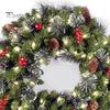 Durable Festive Garland Christmas Wreath with Light Frosted Artificial Berries And Pine Frost Branch Decoration Cones for Front Door Window