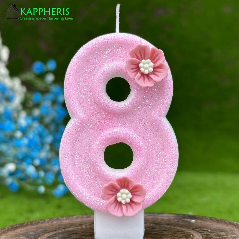 Pink Birthday Candles Flower Birthday Candle 1 Years Baby Girl Cake Topper Decoration Flower Honey Bee Candles