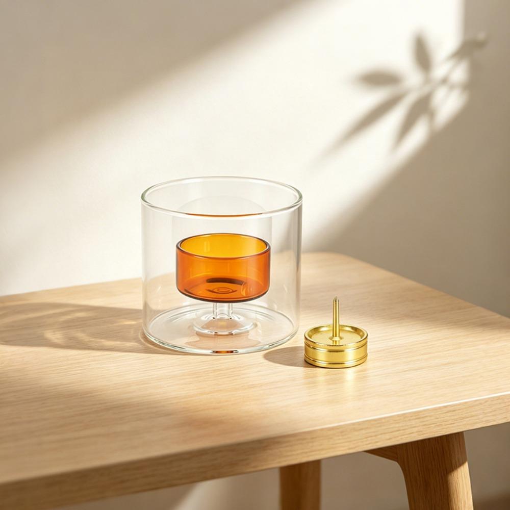 Heat-resistant Glass Candle Holder Transparent Candle Stand INS Scented Candles Cup Party