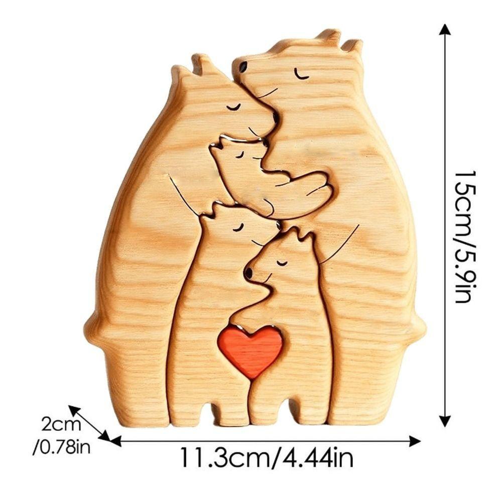 Personalised Bear Family Theme Art Puzzle Wooden Family Name Puzzle DIY Name Art Heart Puzzle  Gift